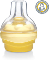 Yellow baby calma bottle with clear cap , featuring WHO endorsement logo.