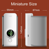 Measurement chart showing dimensions of a baby bottle warmer.