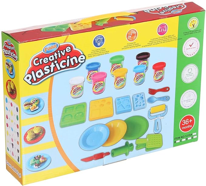 Box of Creative Plasticine playset with colorful containers and tools 