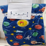 Children's space-themed cute plush blanket with solar system design .