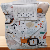 Children's blanket with cartoon designs .