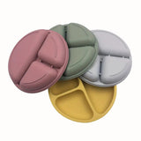 Set of colorful silicone snack plates.