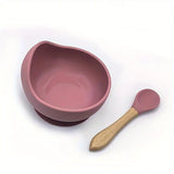  baby Pinksilicone bowl and spoon set 