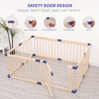 Foldable Wooden Playpen With Gate 2.0 meter by 2.0 white connector