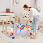 Foldable Wooden Playpen With Gate 2.0 meter by 2.0 white connector