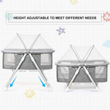Height adjustable2 in 1baby bassinet with text indicating adjustability for different needs .