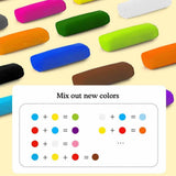 Colorful crayons with a color mixing chart.
