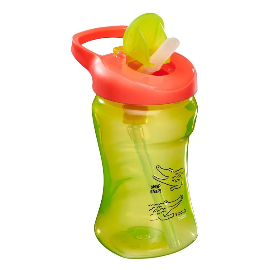 Vitae Green sippy cup with red lid,