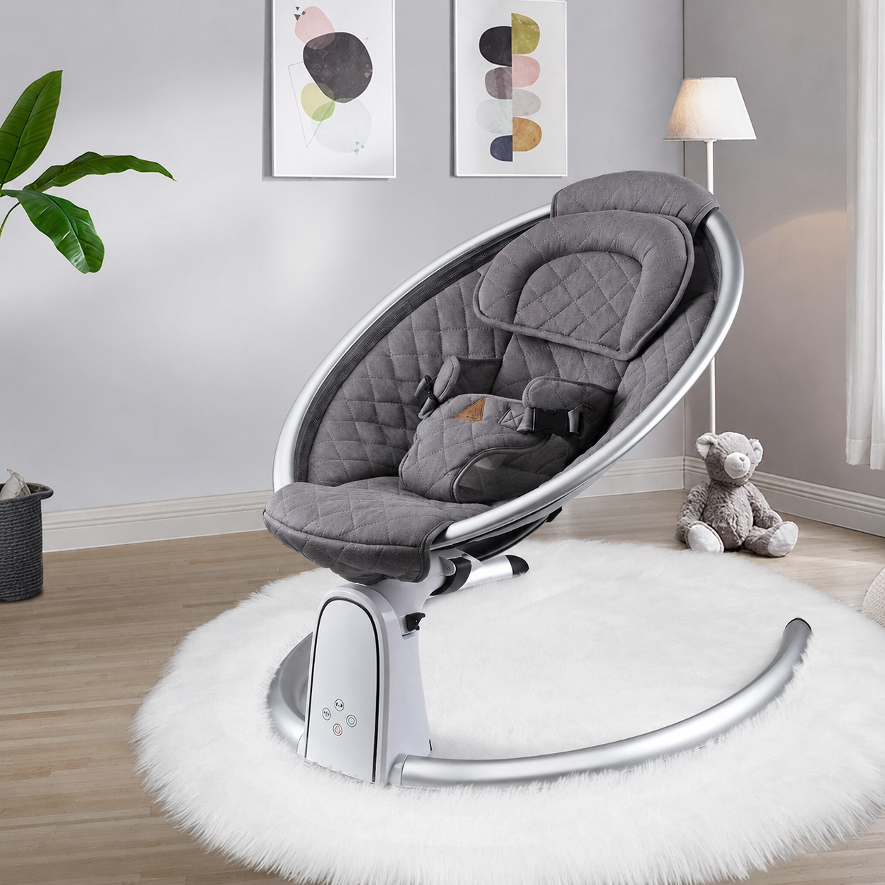 Hot Mom Cotton Electric Baby Bouncer with Bluetooth and LED Touch Screen