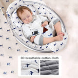 Baby sleeping in an electric baby bouncer with 3D breathable cotton cloth