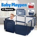 Baby playpen with a child inside.