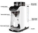Intelligent automatic baby milk formula maker in white and black, designed to measure, mix, heat, and dispense powdered formula.