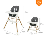 Wooden Baby high chair with dimensions .