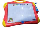Magnetic learning board with grid paper and colorful border .