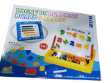 Box of a magnetic learning board and abacus toy set with colorful graphics .an