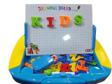 Toy drawing board with magnetic letters and colorful base .