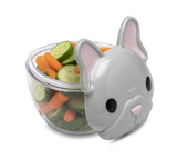  Meli Cat-shaped snack bowl with carrots and cucumber.