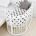 Oval Wood Children Bed: Multi-Function Baby Treasure Round Crib with Bedding Set and Mattress (mini)