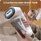 Neakasa Handheld steamer with removable water tank held by a hand.