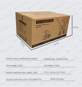 Cardboard box packaging for a 4 in 1 multifunctional stroller with dimensions and product details.
