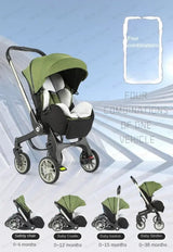  New 4 in 1Multifunctional baby stroller with green canopy .