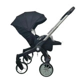 New 4 in 1 Black baby stroller with a white handle .