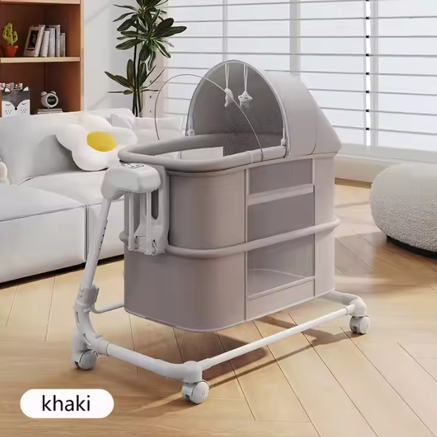 New baby portable Khaki baby bassinet.