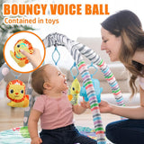 Baby playing with a colorful newborn soft crawling playmat.