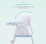 Portable plastic White baby high chair with adjustable backrest .