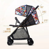 Luxury lightweight reversible handle baby stroller with colorful patterned canopy 