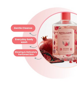  Roots & Glow Shower gel bottle with pomegranate essence for women.