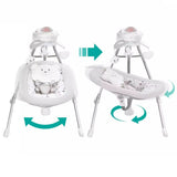 White baby electric musical bouncerswing with rotating teddy bear toy .
