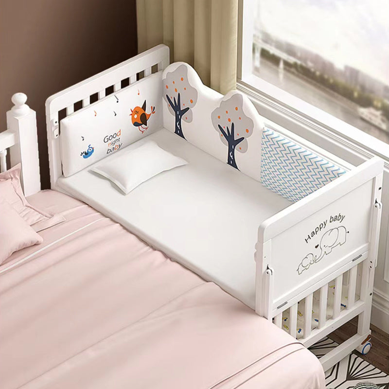 Wooden Baby Cot Bed with Roller Co-Sleeper, Children Cot One side (mattress and bedding set sold separately).
