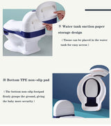portable plastic baby potty storage design.