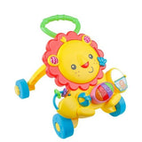 Colorful lion-shapedmusical baby walker with wheels.