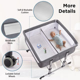 Twin bassinets Baby bedside crib with features highlighted .