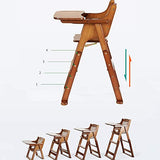 Wooden high chair with multiple stages of height adjustment .