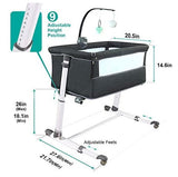 Newborn Baby bassinet with adjustable height and dimensions .