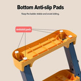 Folding ladder with potty trainer seat with bottom anti-slip pads highlighted 