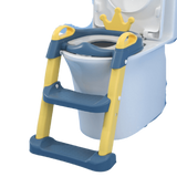 Children's potty training seat with step ladder and crown design.