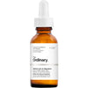 The Ordinary serum in an amber glass dropper bottle with a white label and white dropper cap