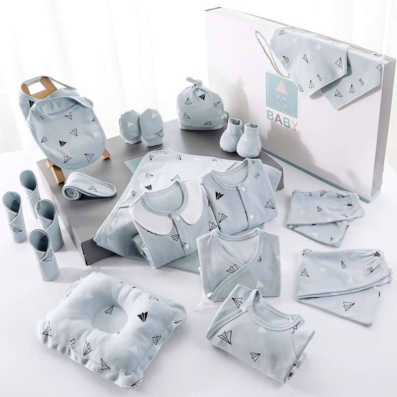 High Quality Boutique Luxury Plain Newborn 100% Cotton Baby 22 Pcs Gift Box