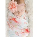 Newborn Girl Flower Print Wrap Blanket and Hat Photo Outfit