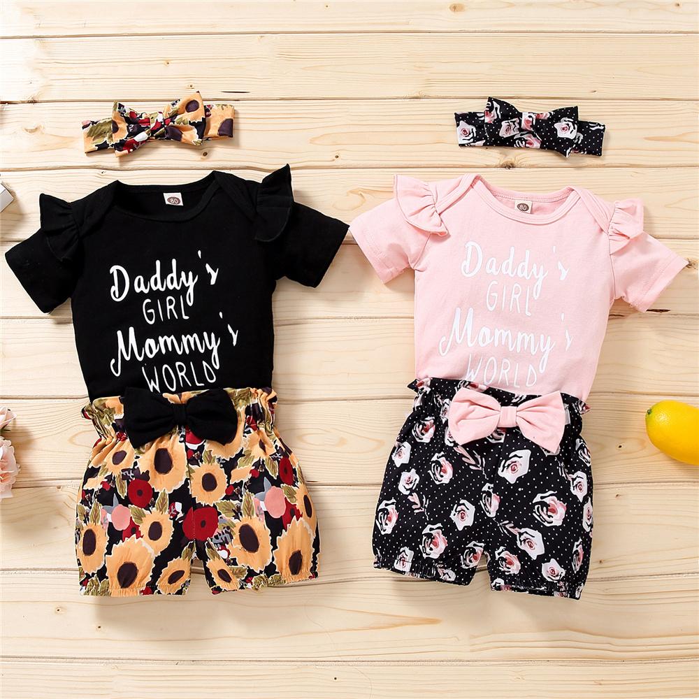 Baby Floral Daddys Girl Mommys World Clothing Set and Headband