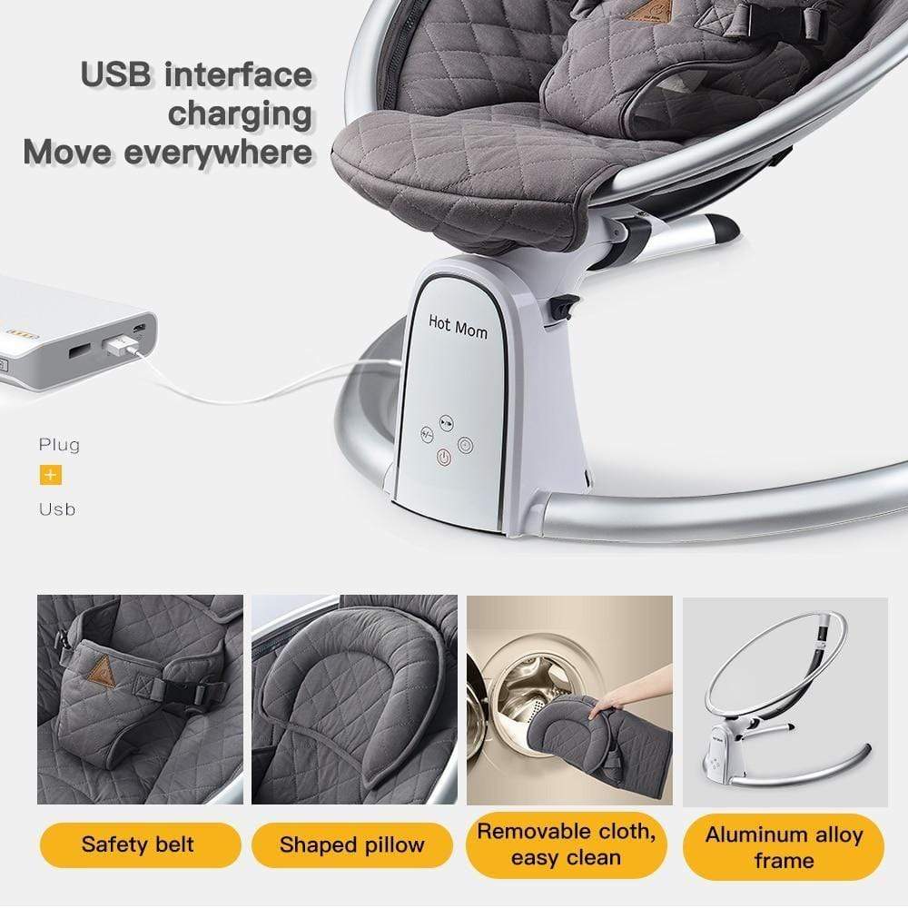 Hot Mom Cotton Electric Baby Bouncer with Bluetooth and LED Touch Screen