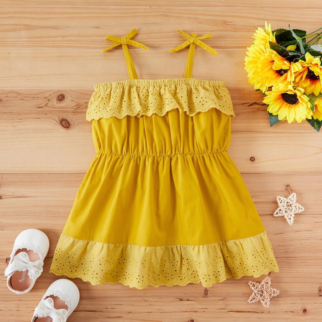 Baby girl yellow strap smock dress