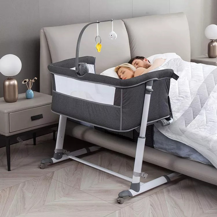 baby life Newborn-friendly Baby Bedside Sleeper with Wheels and Adjustable Height Levels (toys are not included).