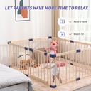 Foldable Wooden Playpen With Gate