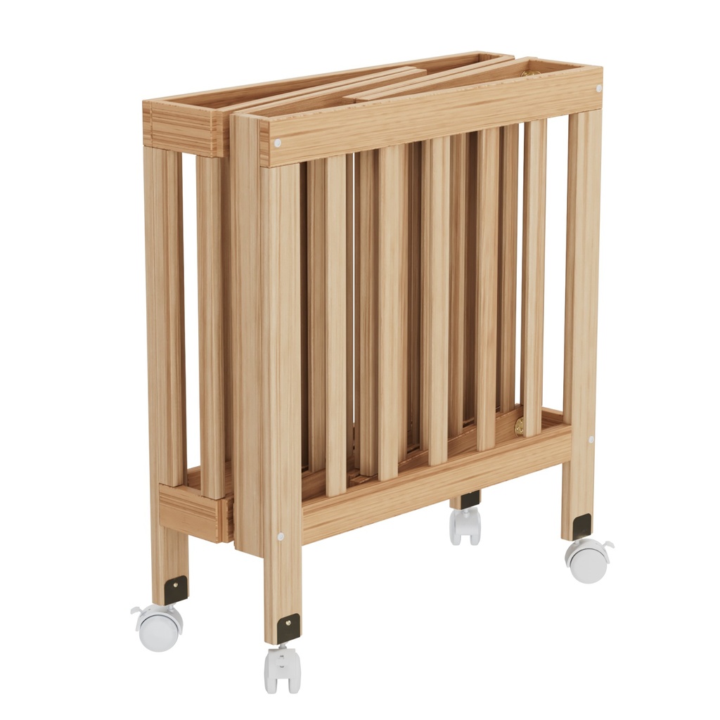 Foldable Adjustable and Mobile Wooden Crib with Wheels