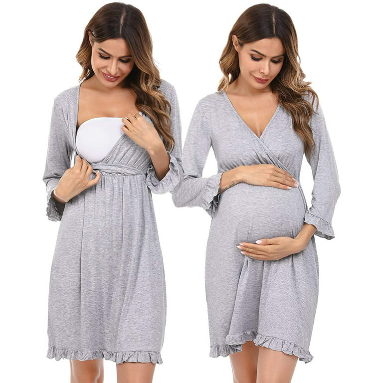 Maternity Sleep Nursing Dress_Sleeve Pregnancy Dress
